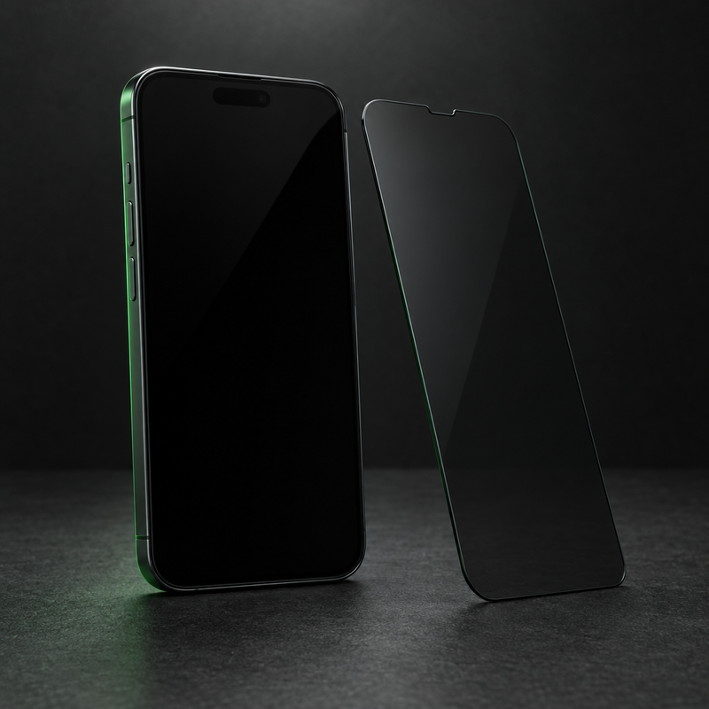 Phone with a dark privacy screen protector