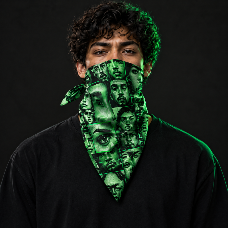 Face Spam Bandana tied over the nose and mouth